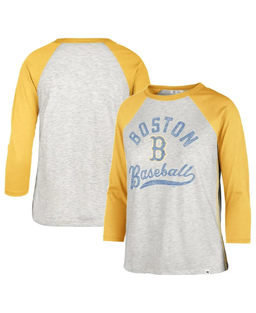 Women's '47 Brand Gray Boston Red Sox City Connect Retro Daze Ava Raglan 3/4-Sleeve T-shirt