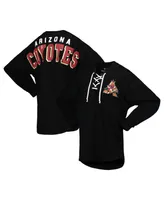 Women's Fanatics Black Arizona Coyotes Spirit Lace-Up V-Neck Long Sleeve Jersey T-shirt