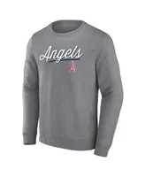 Men's Fanatics Heather Gray Los Angeles Angels Simplicity Pullover Sweatshirt