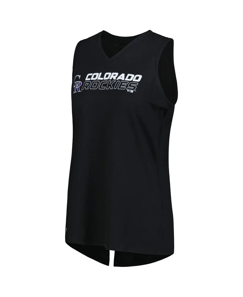 Women's LevelWear Black Colorado Rockies Paisley Chase V-Neck Tank Top