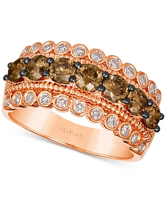 Le Vian Chocolate Diamond (1-1/4 ct. t.w.) & Nude Diamond (1/3 ct. t.w.) Multirow Ring in 14k Gold (Also Available in Rose Gold or White Gold)