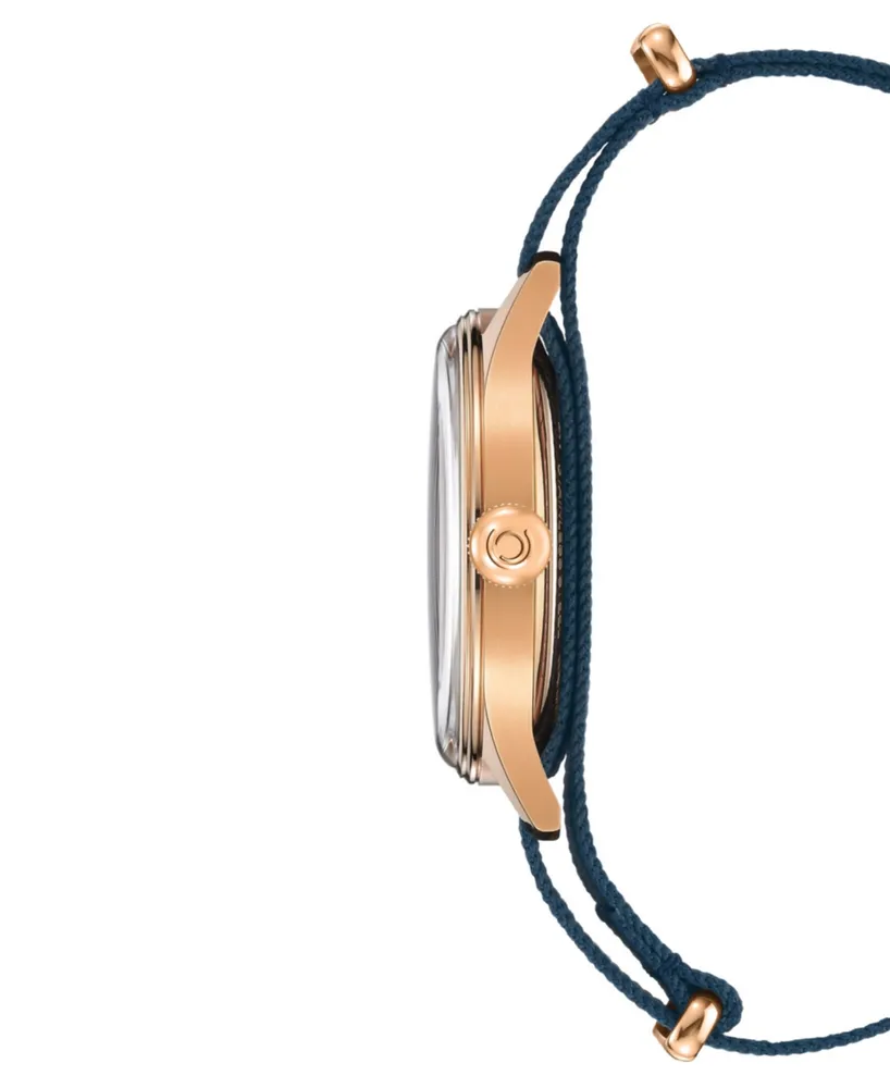 Certina Men's Swiss Automatic Ds Blue & Orange Stripe Synthetic Strap Watch 41mm