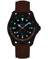 Certina Men's Swiss Automatic Ds Action Gmt Brown Leather Strap Watch 43mm