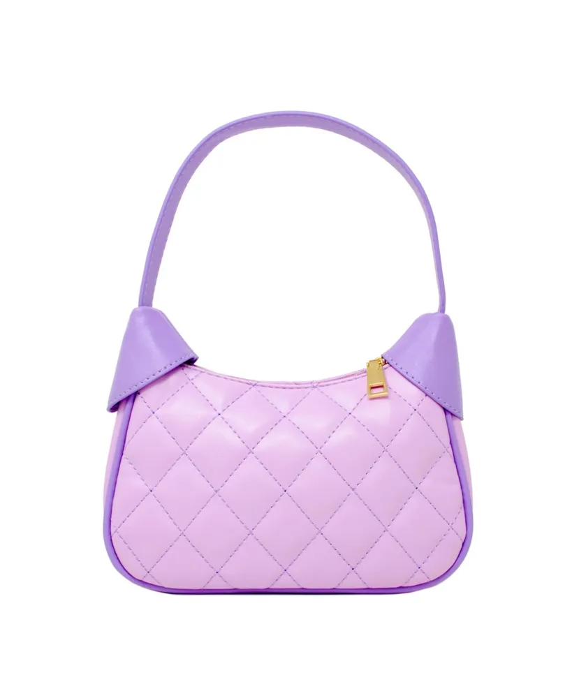 Tiny Treats Girls Purple Quilted Leather Zip Top Handbag