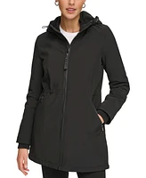 Calvin Klein Womens Petite Hooded Faux-Fur-Lined Anorak Raincoat