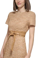 Calvin Klein Women's Tweed Belted Sheath Dress