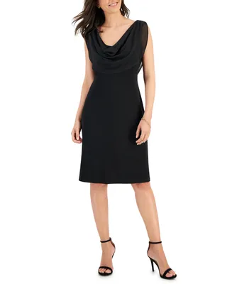 Connected Women's Cowlneck Sleeveless A-Line Dress