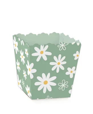 Sage Green Daisy Flowers Party Mini Boxes Floral Party Treat Candy Boxes 12 Ct