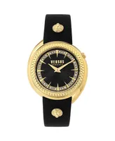 Versus Versace Women's Two-Hand Quartz Tortona Black Genuine Leather Strap 38mm