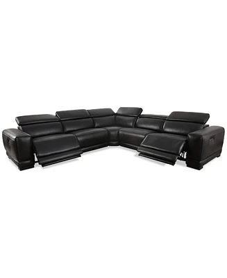 Closeout! Krofton 5-Pc. Beyond Leather Fabric Sectionals with 2 Power Motion Recliners, Created for Macy's