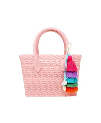 Girl's Pink Tiny Jelly Weave Tote Bag