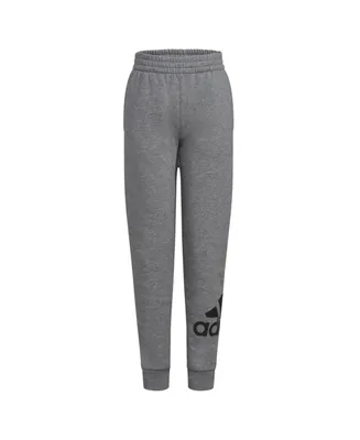 adidas Big Boys Elastic Waistband Essential Heather Fleece Joggers