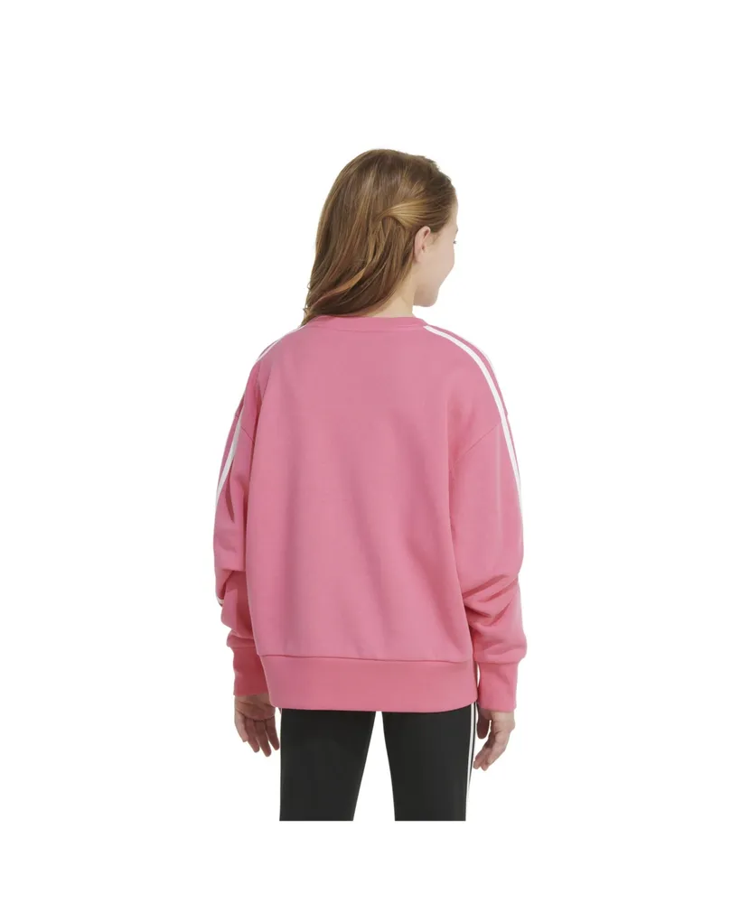 adidas Big Girls Long Sleeve Essential 3-Stripes Crewneck Pullover Sweatshirt