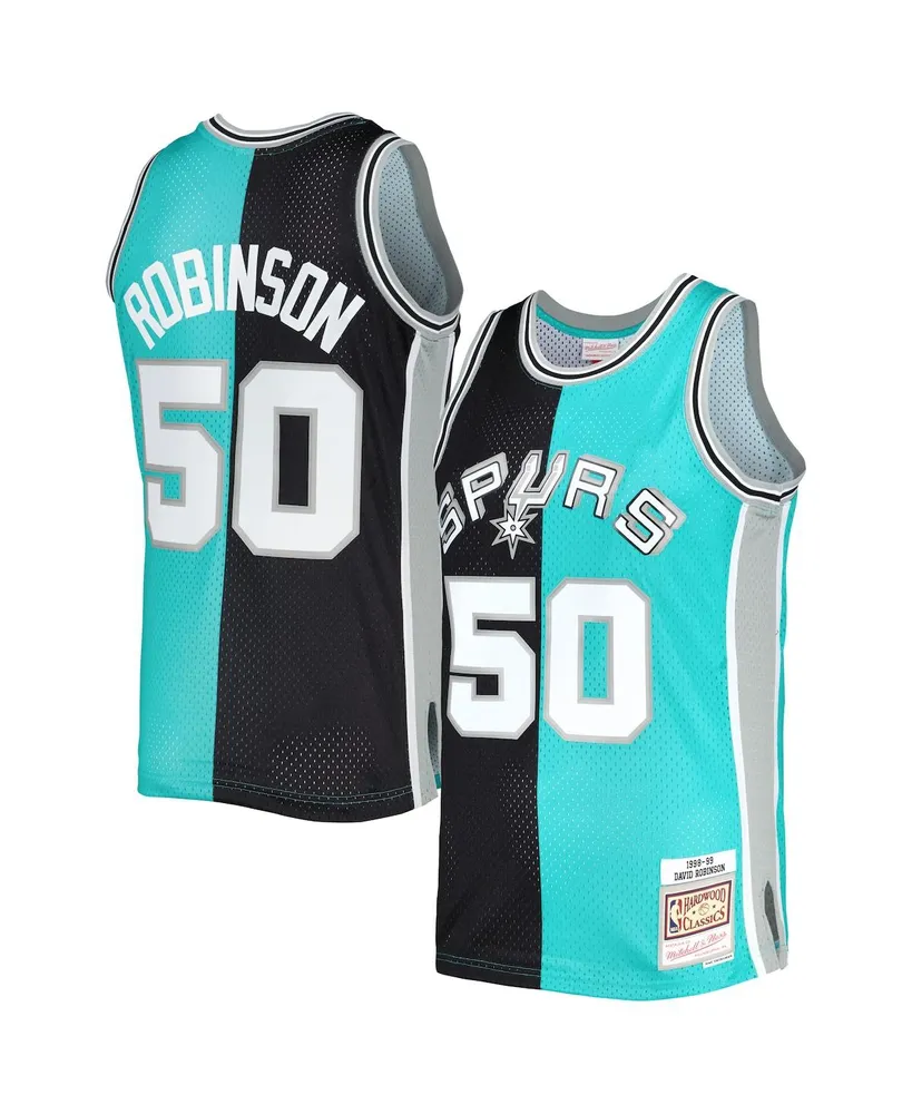 Men's Mitchell & Ness David Robinson White San Antonio Spurs 1998/99 Hardwood Classics Doodle Swingman Player Jersey Size: Small