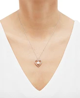 Cultured Freshwater Pearl (7mm) & Diamond (1/7 ct. t.w.) Heart 18" Pendant Necklace in 14k Gold (Also in White Gold)