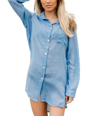 J Valdi Women's Button-Front Camp Shirt Cover-Up