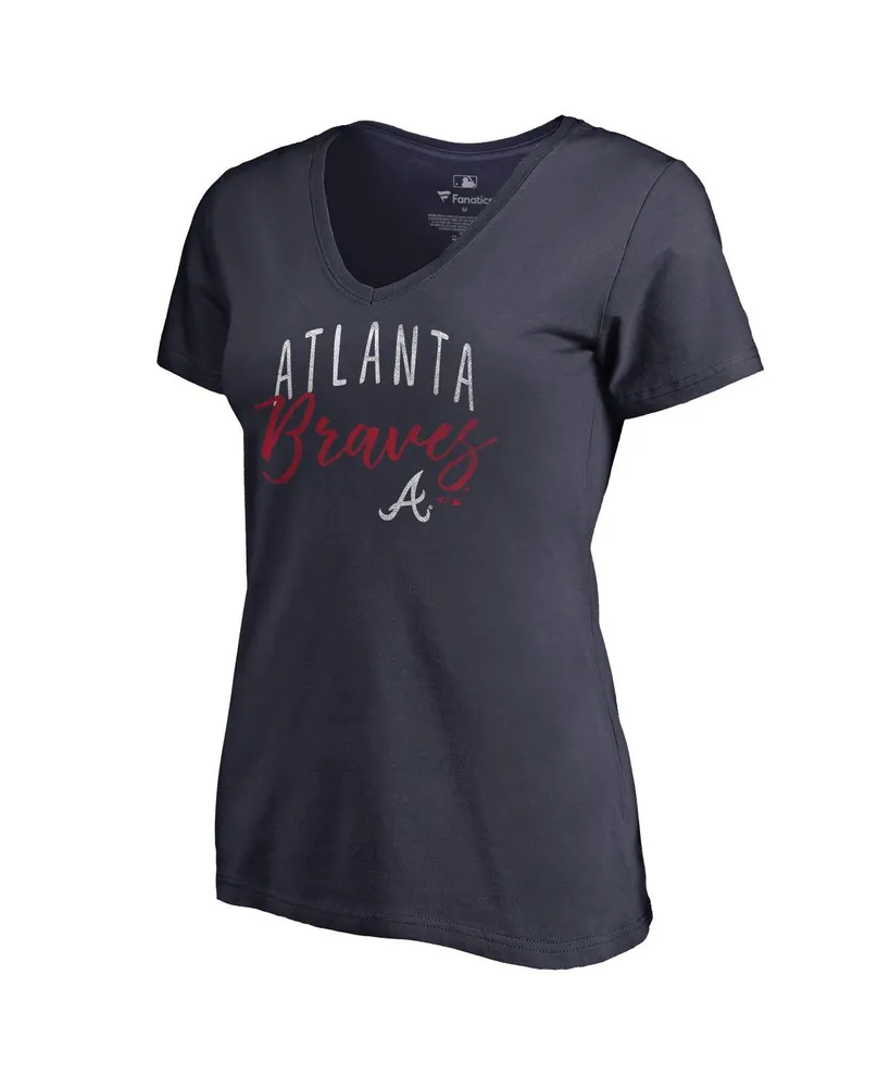 Women's Fanatics Navy Atlanta Braves Graceful V-Neck T-shirt