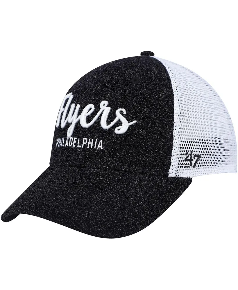 Women's '47 Brand Black, White Philadelphia Flyers Encore Mvp Trucker Snapback Hat