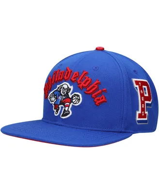 Men's Pro Standard Royal Philadelphia 76ers Old English Snapback Hat