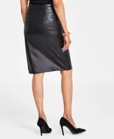 I.n.c. International Concepts Women's Faux-Leather Pencil Skirt, Created for Macy's