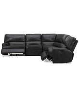 Closeout! Binardo 123" 5 Pc Zero Gravity Leather Sectional with 2 Power Recliners, Created for Macy's