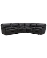 Closeout! Binardo 136" 6 Pc Zero Gravity Leather Sectional with 2 Power Recliners and 1 Console, Created for Macy's