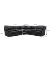 Closeout! Binardo 136" 6 Pc. Zero Gravity Leather Sectional with 3 Power Recliners and 1 Console, Created for Macy's