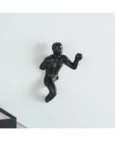 Danya B Protruding "Fist Man" Cast Iron Decorative 2-Piece Wall Hook Set
