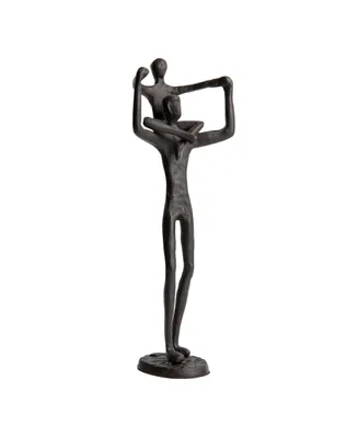 Danya B Proud Father Holding Child on Shoulders Contemporary Iron Sculpture Statue