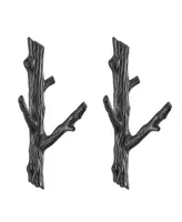 Danya B Cast Iron Tree Branch Double 2-Piece Wall Mount Coat Hooks Set