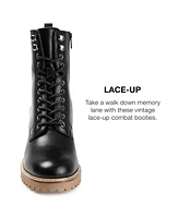 Journee Signature Women's Malle Lace Up Lug Sole Combat Booties