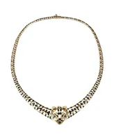 Rachel Glauber 14k Gold Plated with Black Enamel Leopard Head Omega Necklace