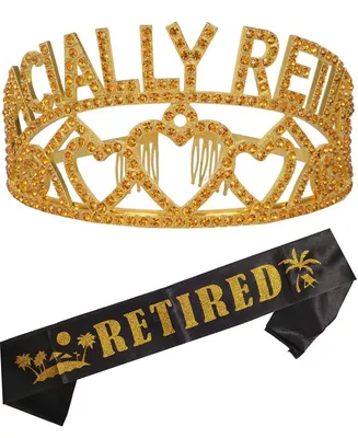 MEANT2TOBE Retirement Decorations Party Sash and Crown for Women