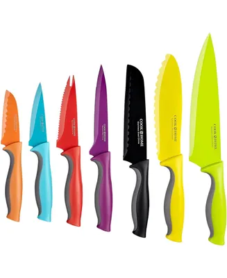 Cook N Home 7-Piece with 7 -Sheaths Color Coated Carbon Stainless Steel Knife Set - Assorted pre