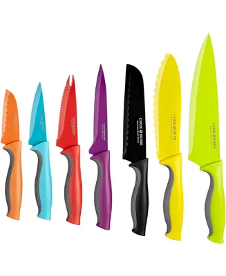 Cook N Home 7-Piece with 7 -Sheaths Color Coated Carbon Stainless Steel Knife Set