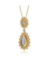 Rachel Glauber White Gold and 14K Gold Plated Cubic Zirconia Sunny Array Pendant Necklace