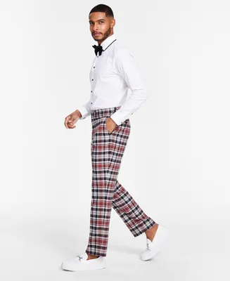 Tayion Collection Men's Classic-Fit Stretch Plaid Suit Pants