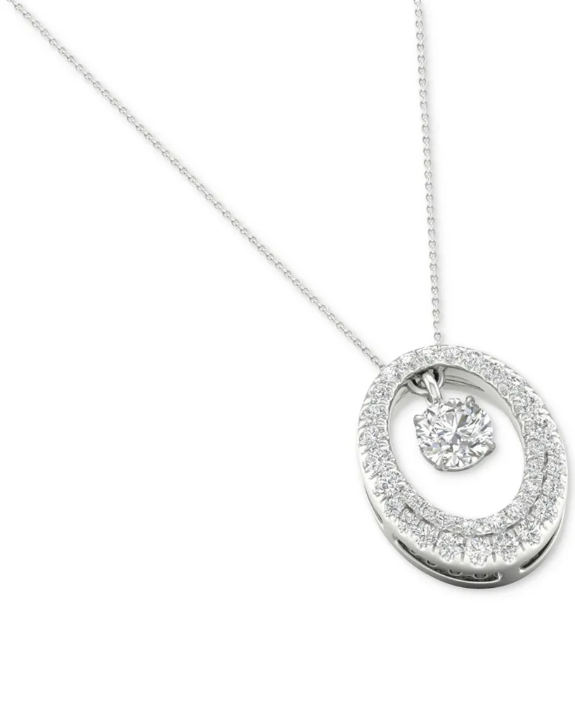 Diamond Orbital Halo Pendant Necklace (1/3 ct. t.w.) in 10k White Gold, 16" + 2" extender