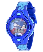 Accutime Kids Unisex Sega Sonic the Hedgehog Blue Silicone Strap Watch 35.5mm Set
