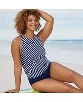 Lands' End Plus Size Ddd-Cup High Neck Upf 50 Modest Tankini Swimsuit Top