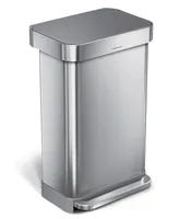 simplehuman 45 Litre Rectangular Step Can with Liner Pocket with Plastic Lid