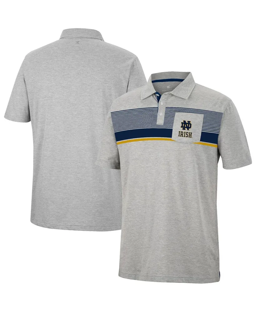 Men's Colosseum Heathered Gray Notre Dame Fighting Irish Golfer Pocket Polo Shirt