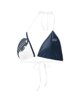 Women's G-iii 4Her by Carl Banks Navy, White Buffalo Bills Play Action Bikini Top