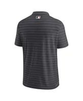 Men's Nike Charcoal Cincinnati Reds Authentic Collection Victory Striped Performance Polo Shirt