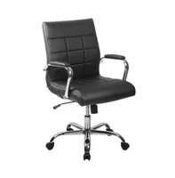 Emma+Oliver Mid-Back Vinyl Executive Swivel Office Chair With Chrome Base And Arms