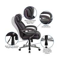 Emma+Oliver 500 Lb. Big & Tall Leathersoft Executive Ergonomic Office Chair With Wide Seat