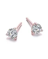 Genevive Gv Sterling Silver Cubic Zirconia Solitaire Stud Earrings