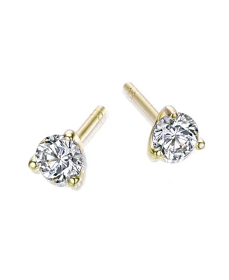 Genevive Gv Sterling Silver Cubic Zirconia Solitaire Stud Earrings