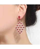 Genevive Rose Gold Plated Red Cubic Zirconia Drop Earrings