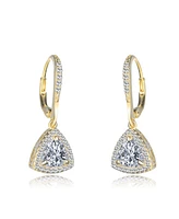 Genevive Sterling Silver Round and Triangle Cubic Zirconia Drop Earrings